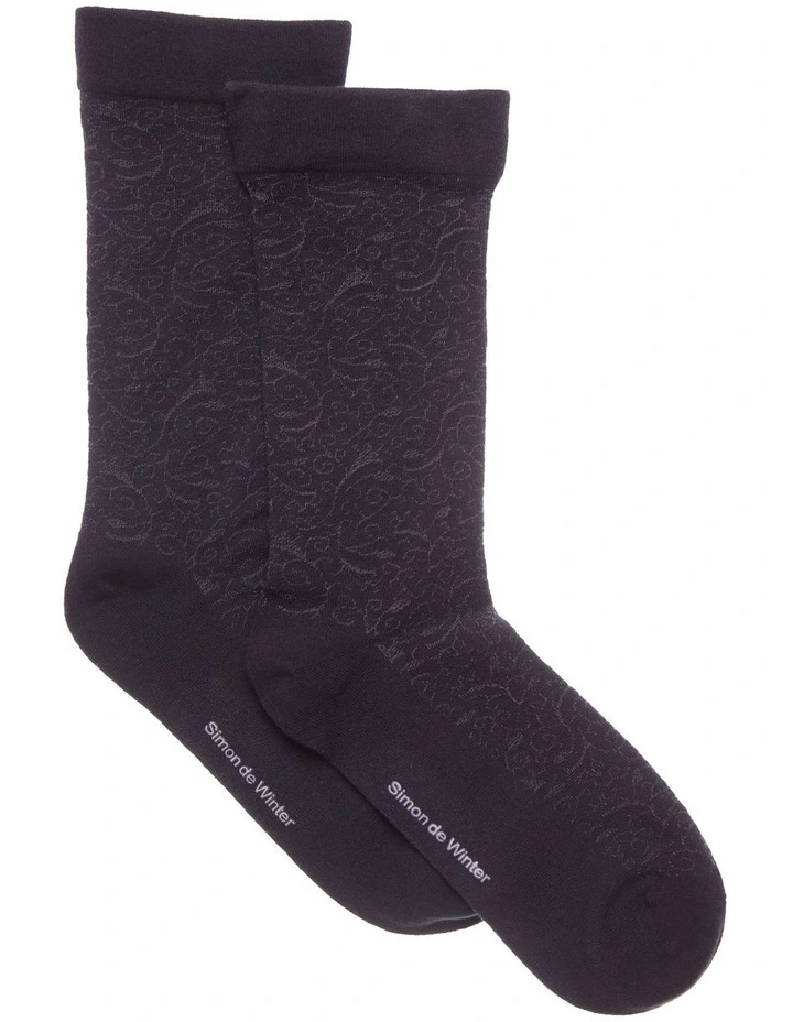 Cotton Circulation Crew Socks 2 Pack in Black image 1