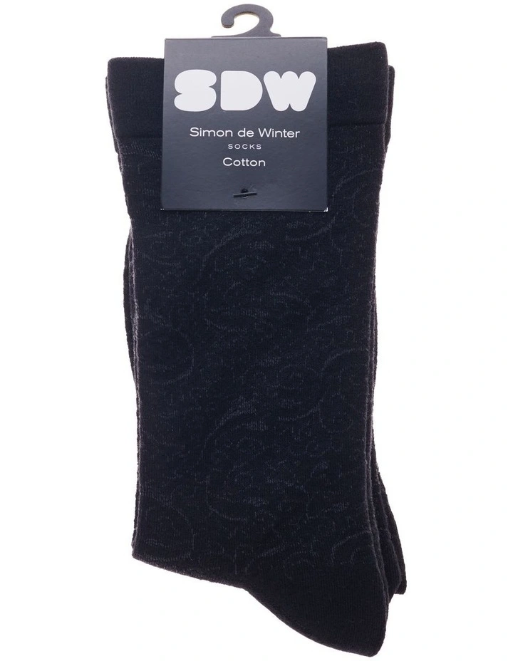 Cotton Circulation Crew Socks 2 Pack in Black image 2