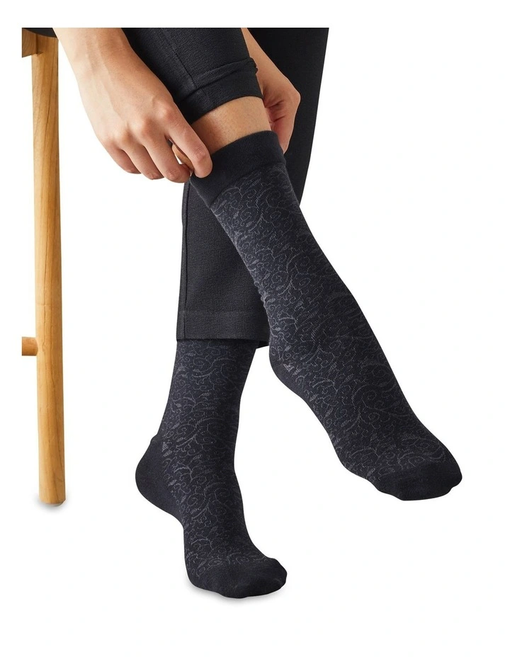 Cotton Circulation Crew Socks 2 Pack in Black image 4