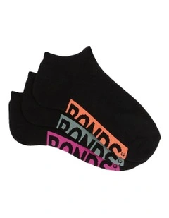 Womens Logo Cushioned Low Cut Socks 3 Pack in Black