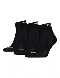 Cushioned Quarter Socks 3 Piece in Black