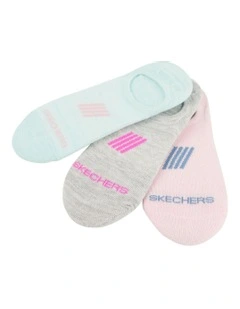 Non Terry No Show Socks 3 Pack in Multi