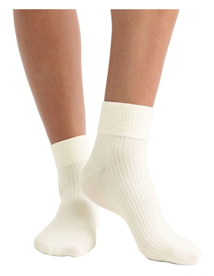 Organic Cotton Cuffed Rib Crew Socksn 2 Pack in Multi image 3