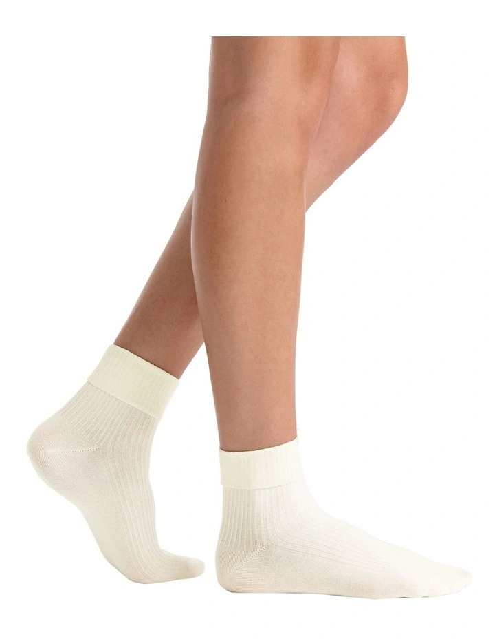 Organic Cotton Cuffed Rib Crew Socksn 2 Pack in Multi image 4