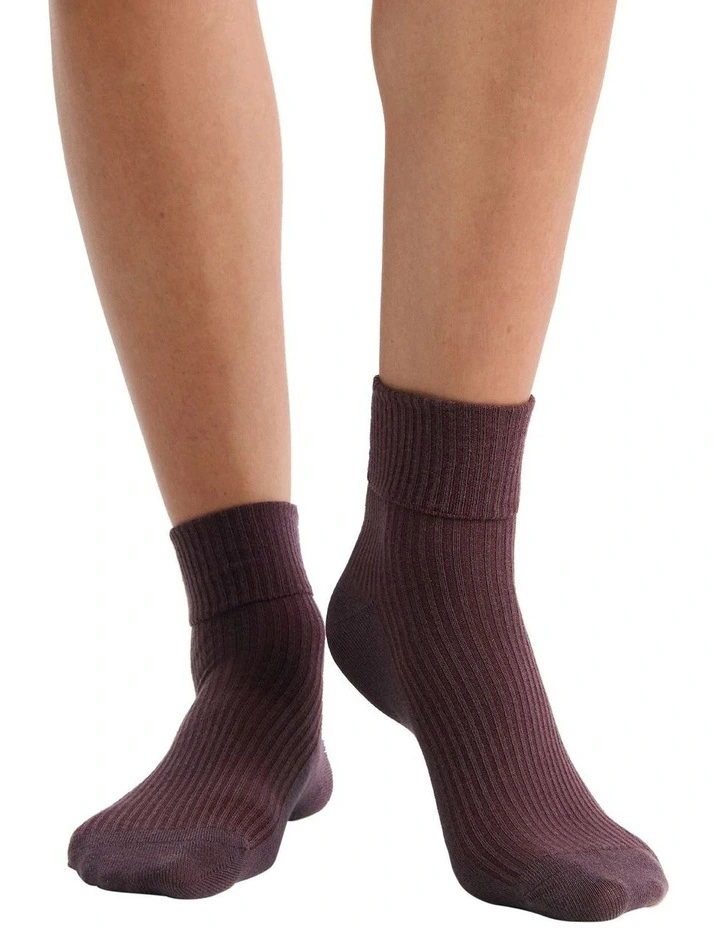 Organic Cotton Cuffed Rib Crew Socksn 2 Pack in Multi image 5