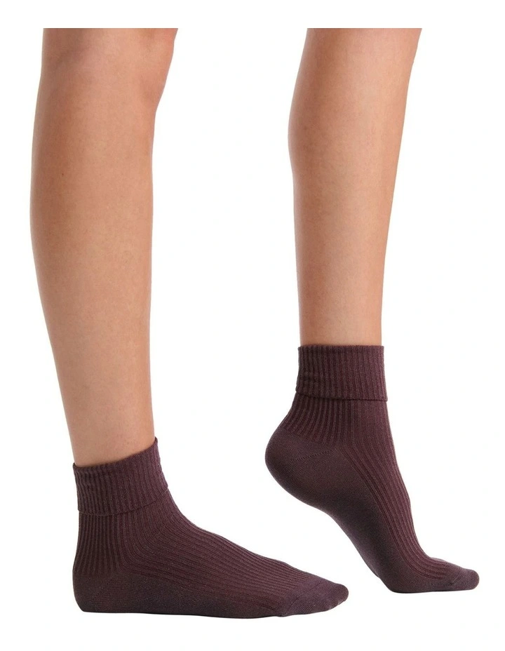 Organic Cotton Cuffed Rib Crew Socksn 2 Pack in Multi image 6