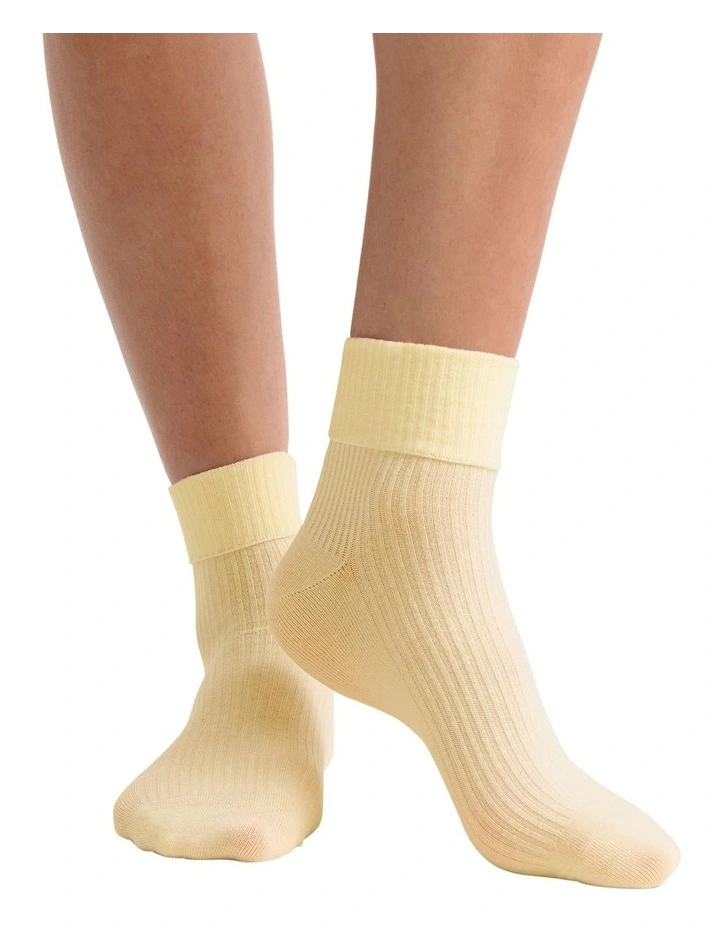 Organic Cotton Cuffed Rib Crew Socks 2 Pack in Multi image 4