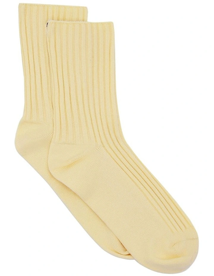 Organic Cotton Wide Rib Crew Sock in Meringue image 1