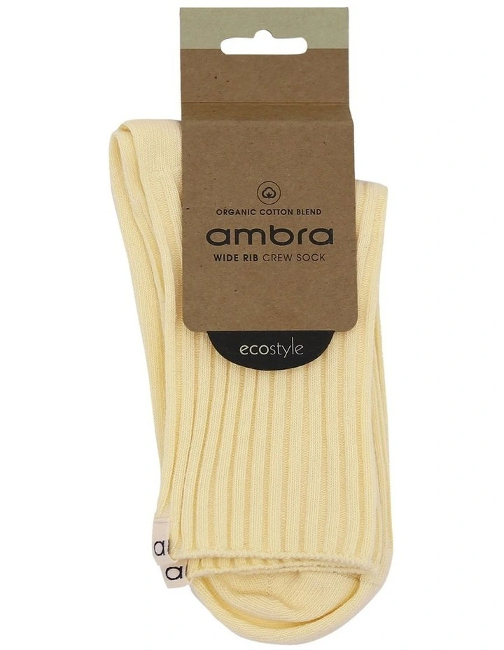 Organic Cotton Wide Rib Crew Sock in Meringue image 2
