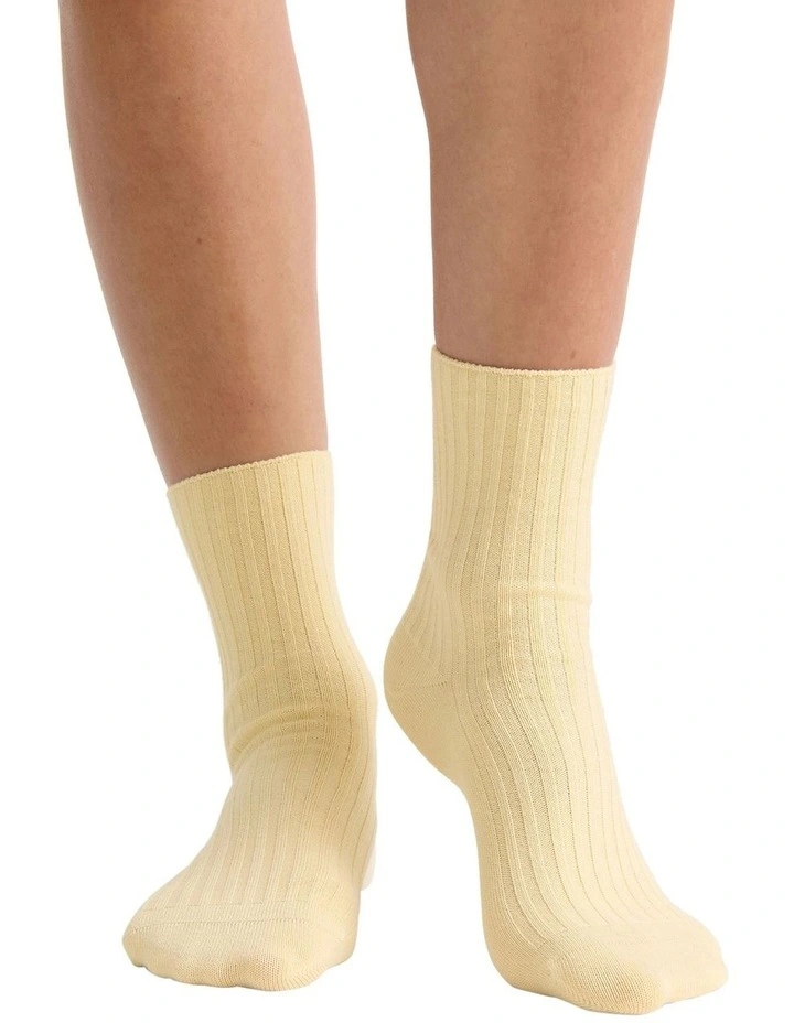 Organic Cotton Wide Rib Crew Sock in Meringue image 3