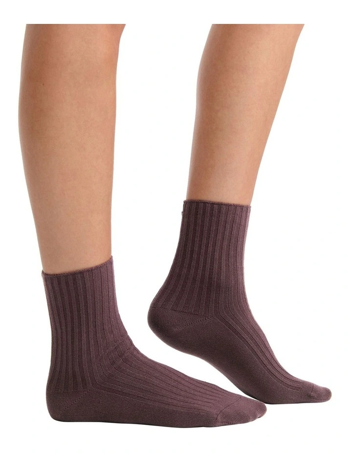 Organic Cotton Wide Rib Crew Sock in Fudge image 4