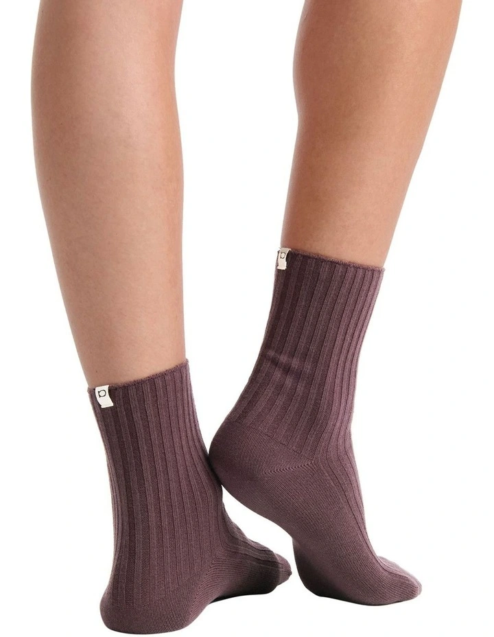 Organic Cotton Wide Rib Crew Sock in Fudge image 5