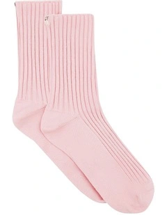 Organic Cotton Wide Rib Crew Sock in Ballet