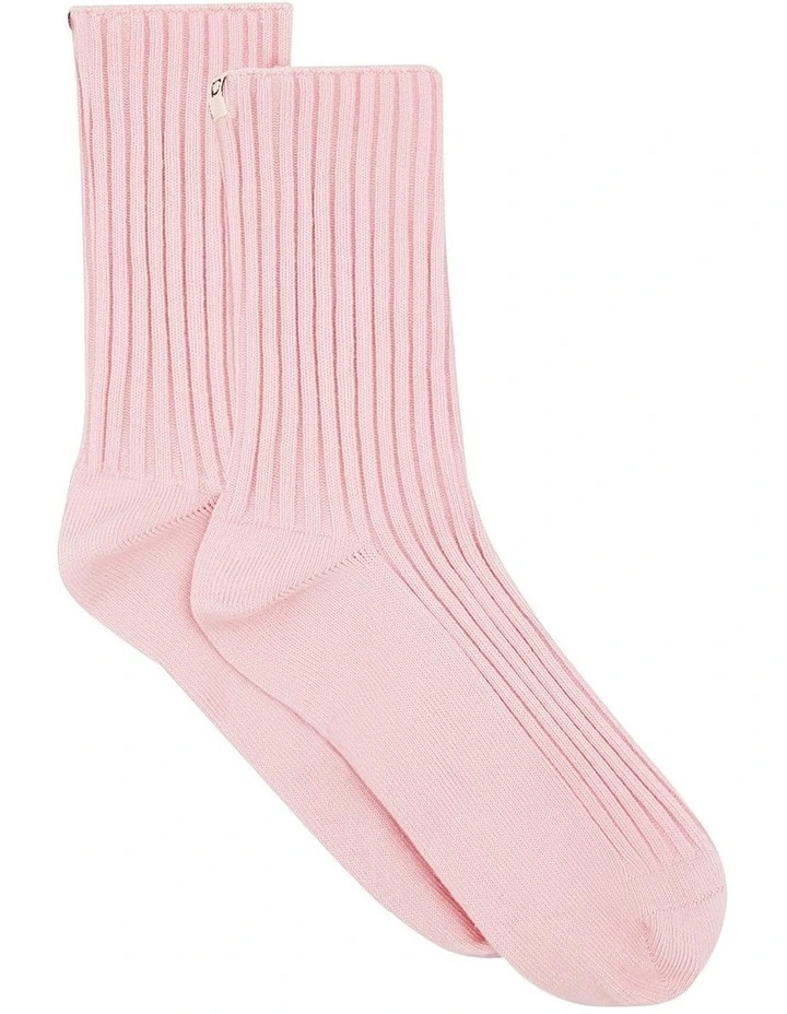 Organic Cotton Wide Rib Crew Sock in Ballet image 1