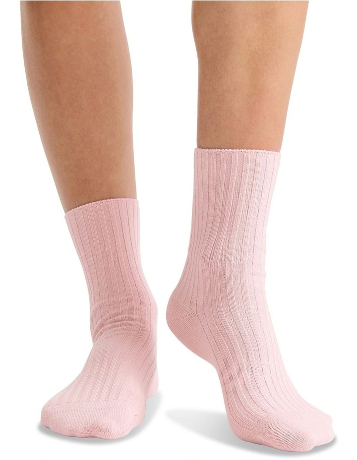 Organic Cotton Wide Rib Crew Sock in Ballet image 3