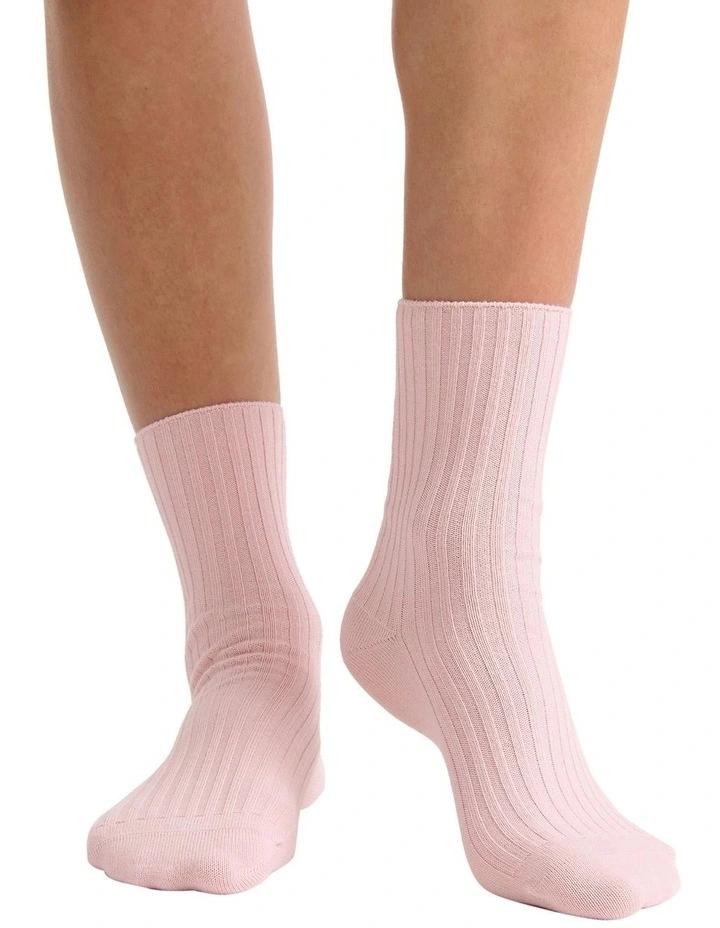 Organic Cotton Wide Rib Crew Sock in Ballet image 3