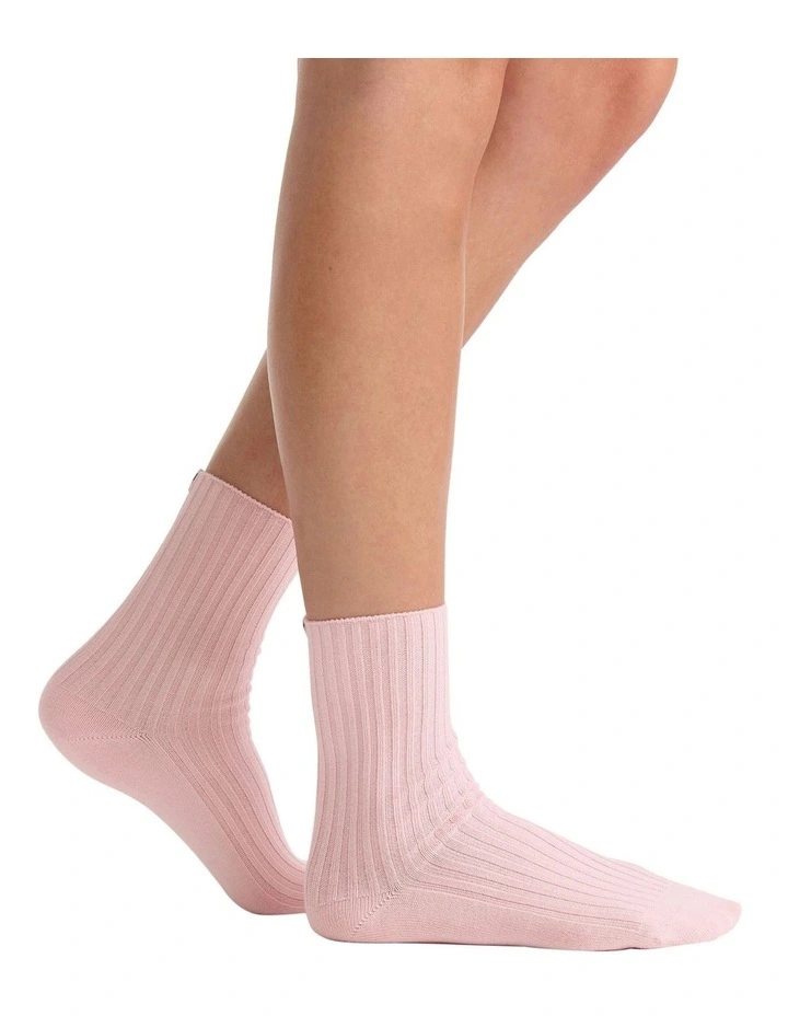 Organic Cotton Wide Rib Crew Sock in Ballet image 4