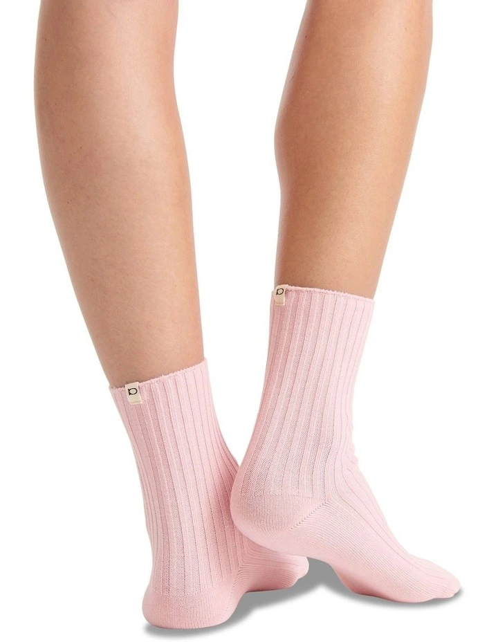 Organic Cotton Wide Rib Crew Sock in Ballet image 5