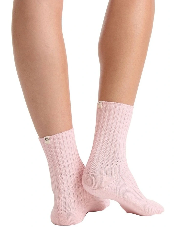 Organic Cotton Wide Rib Crew Sock in Ballet image 5