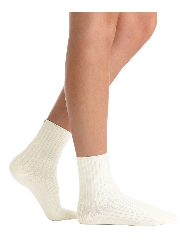 Organic Cotton Wide Rib Crew Sock in Buttercream image 4