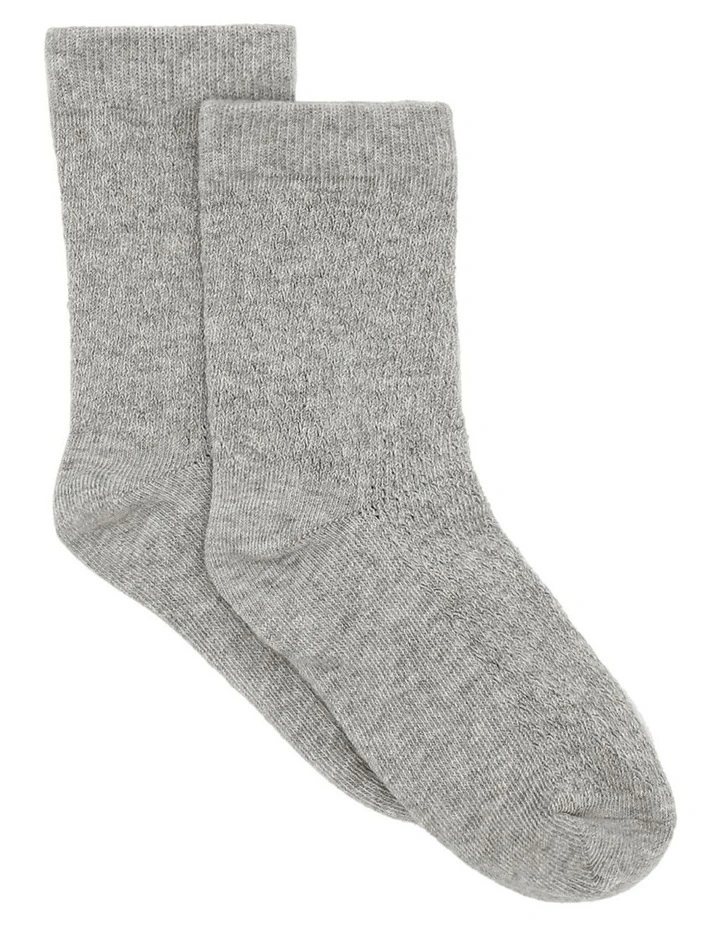 Organic Cotton Net Crew Sock in Grey image 1