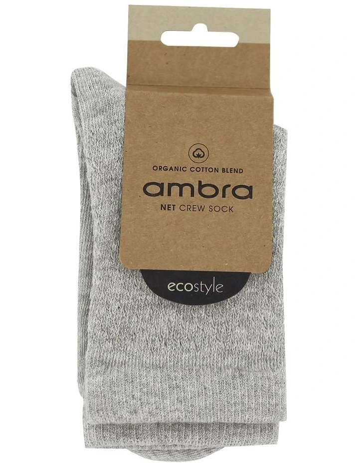 Organic Cotton Net Crew Sock in Grey image 2