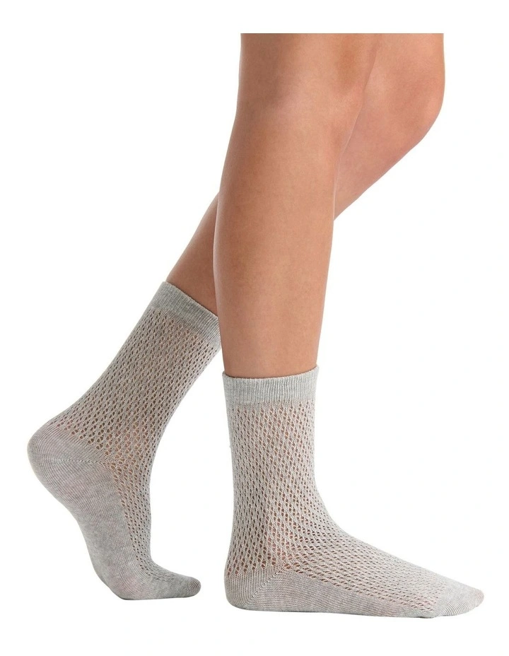Organic Cotton Net Crew Sock in Grey image 4