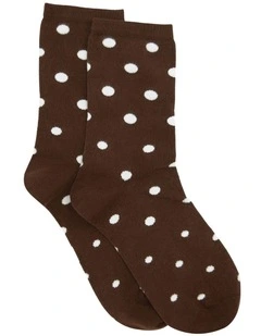 Gigi Spot Crew Sock in Espresso