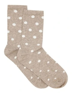 Gigi Spot Crew Sock in Oatmeal
