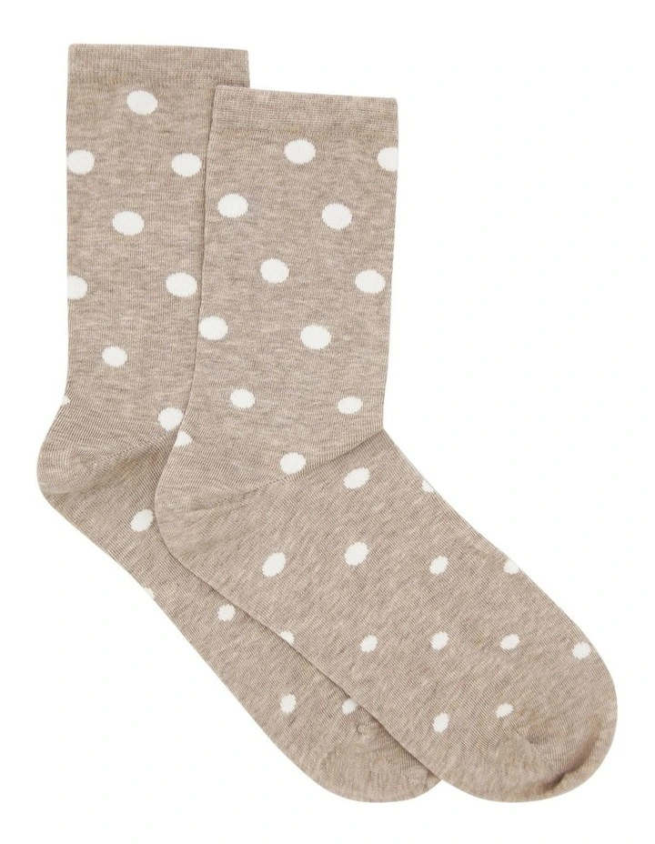 Gigi Spot Crew Sock in Oatmeal image 1