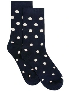 Gigi Spot Crew Sock in Navy