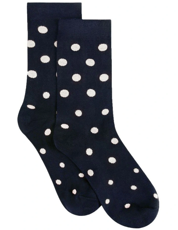 Gigi Spot Crew Sock in Navy image 1