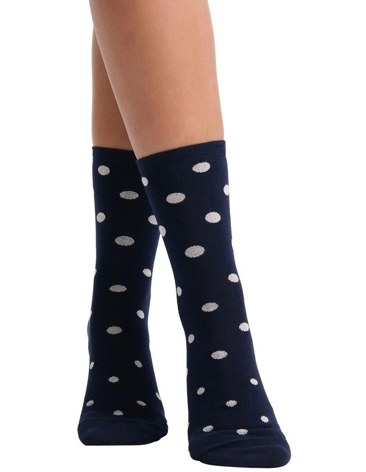 Gigi Spot Crew Sock in Navy image 3