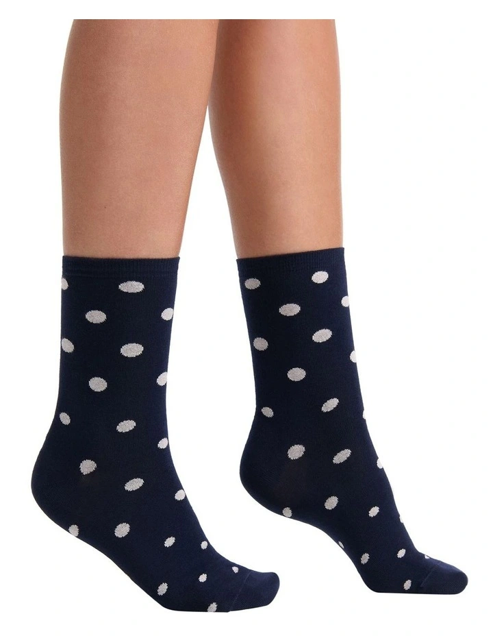 Gigi Spot Crew Sock in Navy image 4