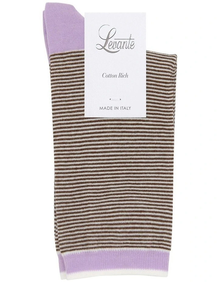 Lina Fine Stripe Crew Sock in Espresso image 2