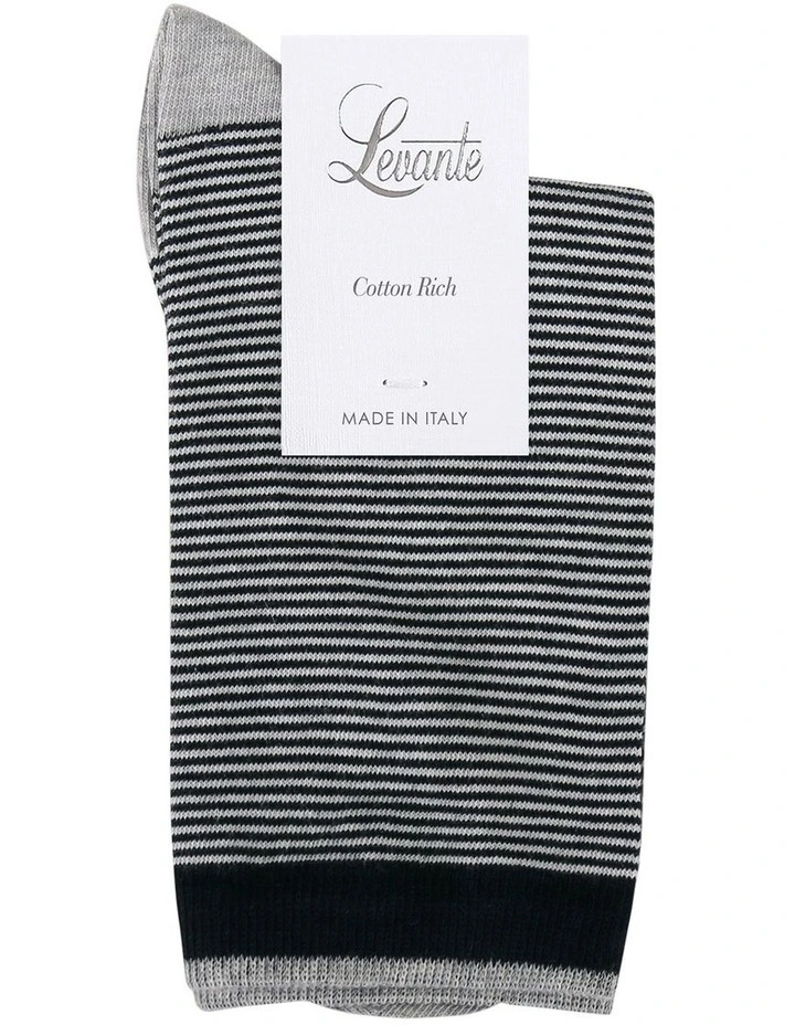 Lina Fine Stripe Crew Sock in Black image 2