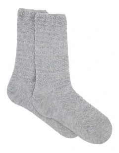 100% Textured Cotton Sock in Grey Marle