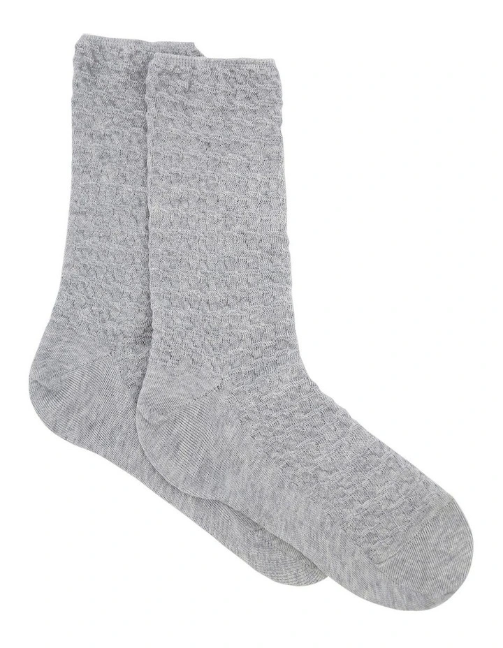 100% Textured Cotton Sock in Grey Marle image 1