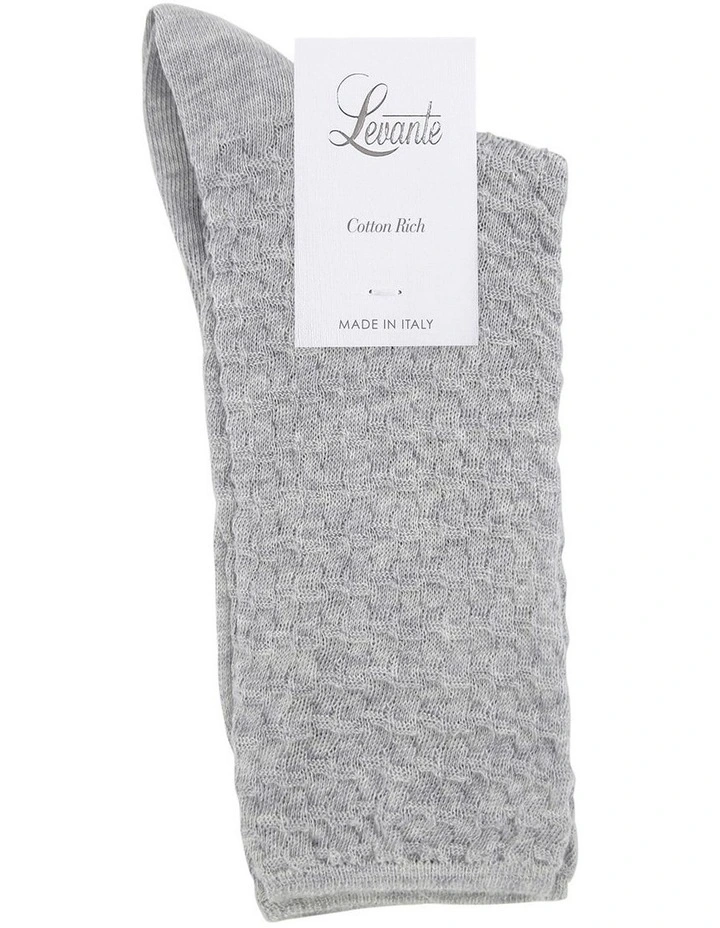 100% Textured Cotton Sock in Grey Marle image 2