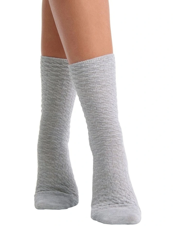 100% Textured Cotton Sock in Grey Marle image 3