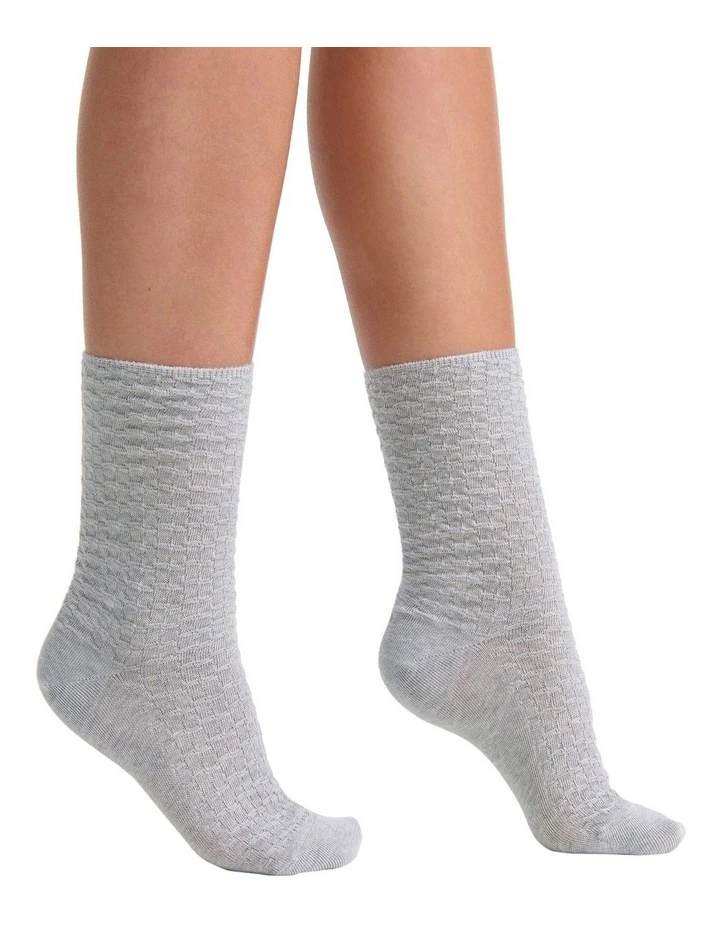 100% Textured Cotton Sock in Grey Marle image 4