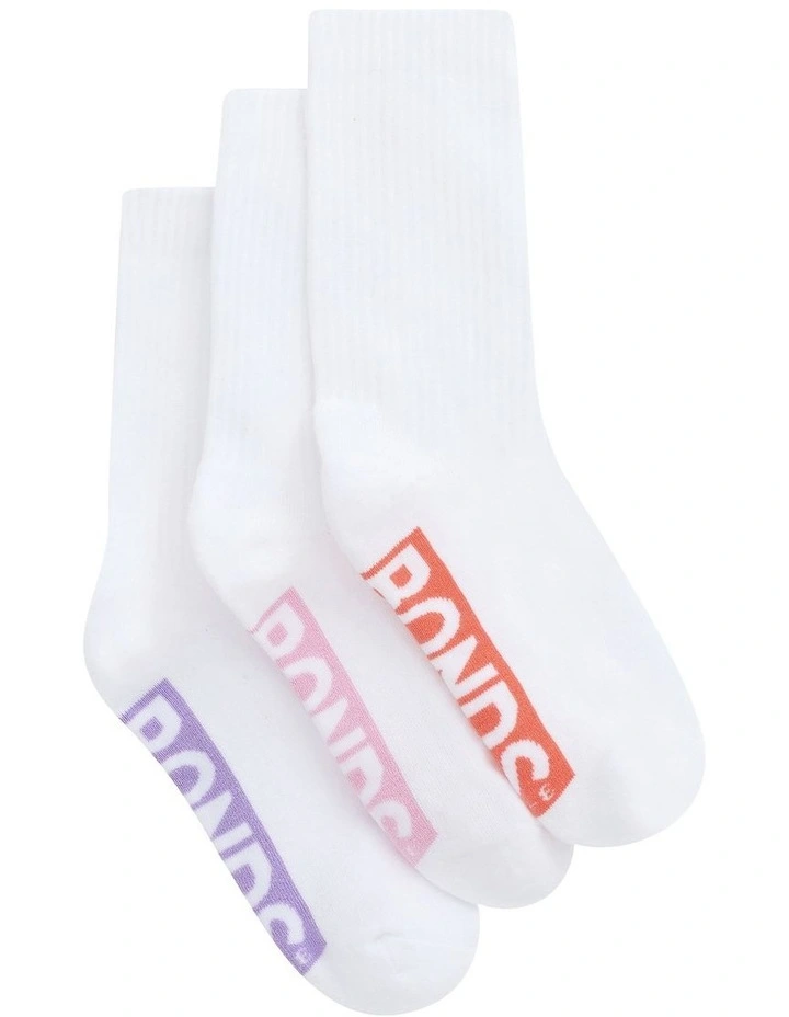 Womens Logo Cushioned Crew Socks 3 Pack in Pack 03 image 2