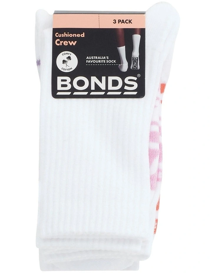 Womens Logo Cushioned Crew Socks 3 Pack in Pack 03 image 3