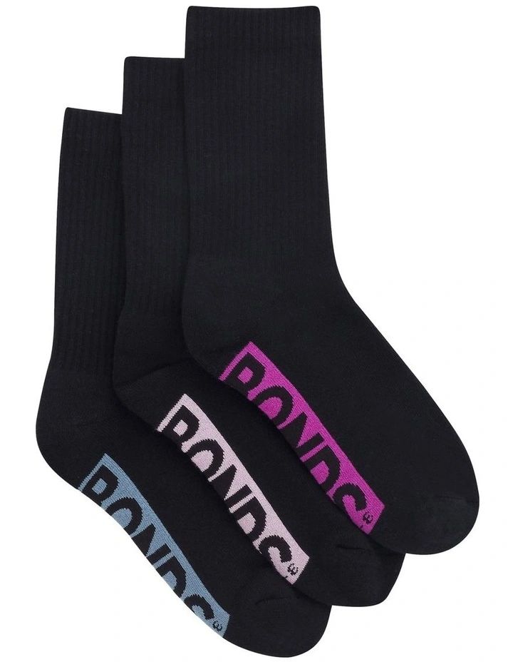 Womens Logo Cushioned Crew Socks 3 Pack in Pack 04 image 2