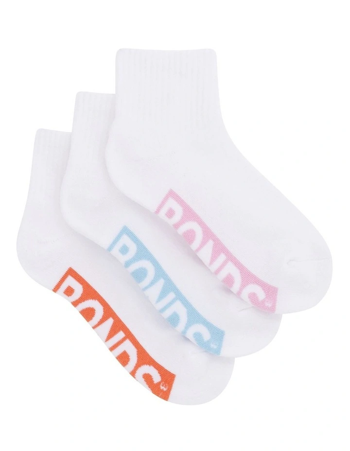 Womens Logo Cushioned Quarter Crew Socks 3 Pack in Pack 23I image 2