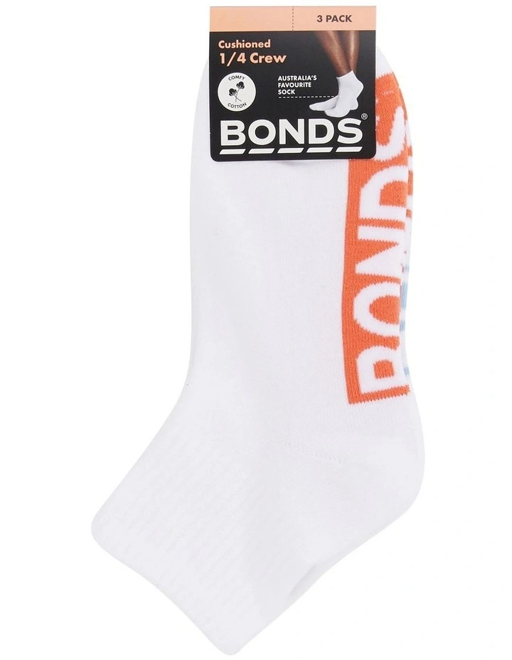 Womens Logo Cushioned Quarter Crew Socks 3 Pack in Pack 23I image 3