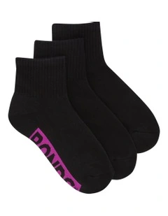 Womens Logo Cushioned Quarter Crew Socks 3 Pack in Pack 24I