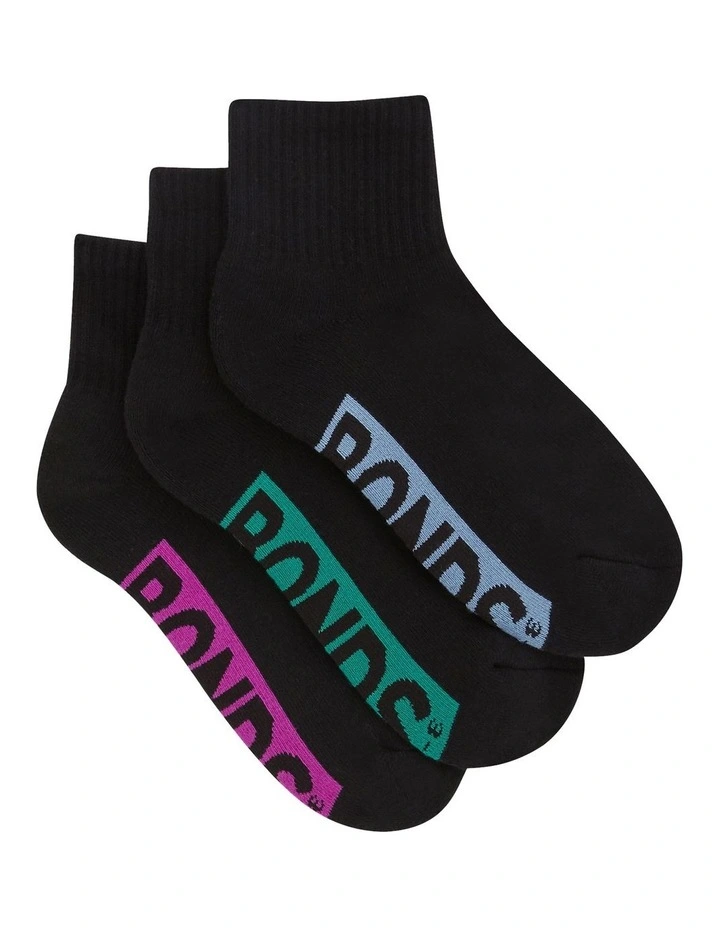 Womens Logo Cushioned Quarter Crew Socks 3 Pack in Pack 24I image 2