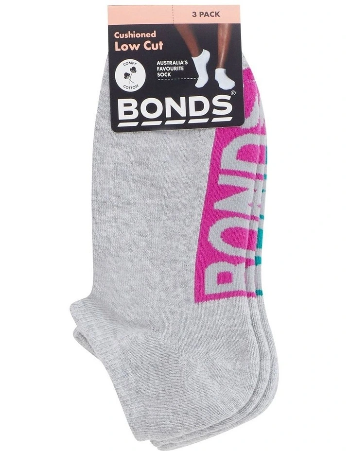 Womens Logo Cushioned Low Cut Socks 3 Pack in Pack 48L image 3