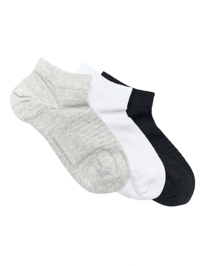 3 Pack Textured Anklet Socks in Multi image 1